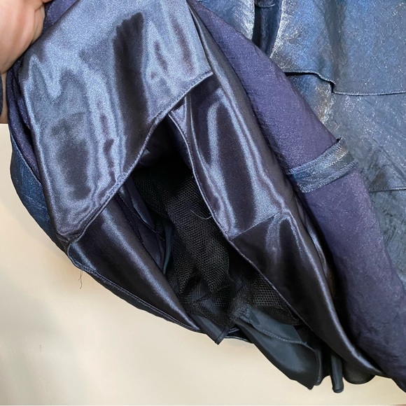 Adrianna Papell Tiered Petal Layered Sheath Party Dress Shiny Blue Size 10 - Picture 6 of 11